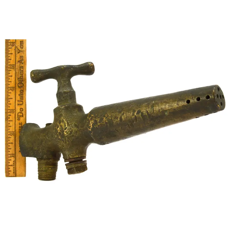 Antique Brass Gas Hose Nozzle — Industrial-Style Nozzle with Distressed Patina — Steampunk Ready