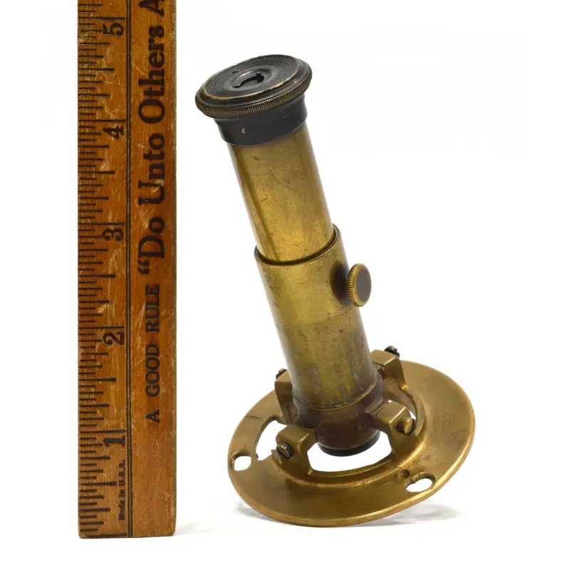 Antique Brass Pocket Microscope – Compact Desk or Field Magnifier, Unbranded Design