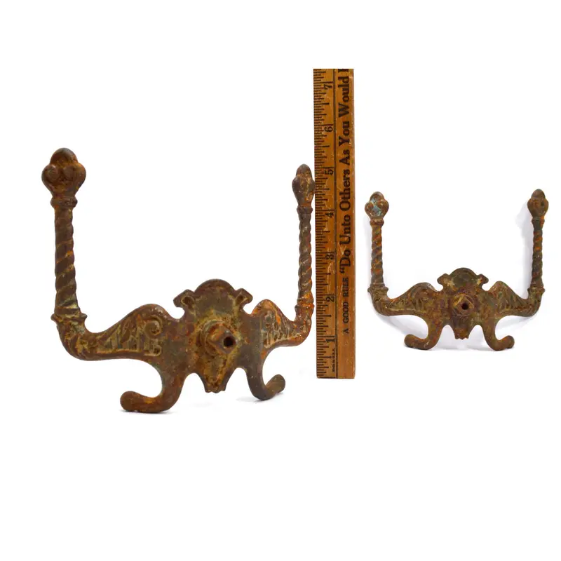 Antique Cast Iron Double-Door Pulls – Figural Bat and Gothic Motif Hardware