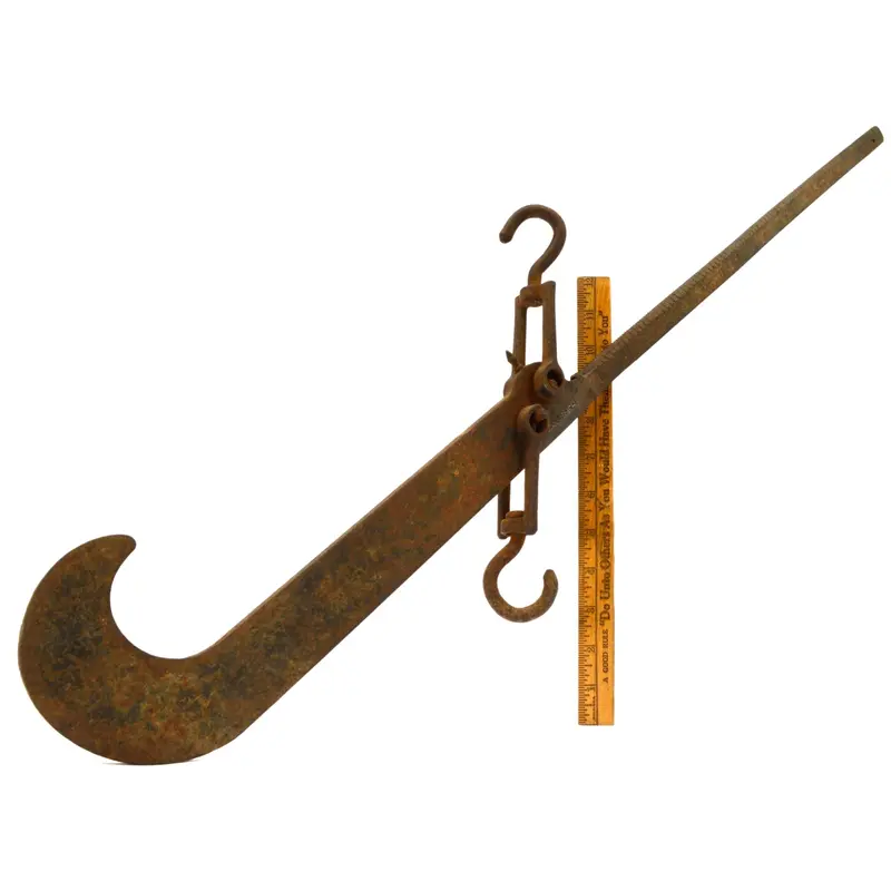 Antique Cast Iron Sliding Beam Scale Rated for 200 Pounds, Designed for Cotton or Tobacco, Patented 1916