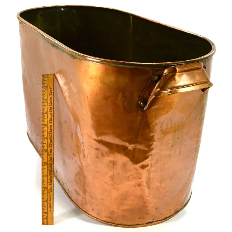 Antique Copper Roasting Pan – Large 11.5-Gallon (44L) Handling Tub Without Lid