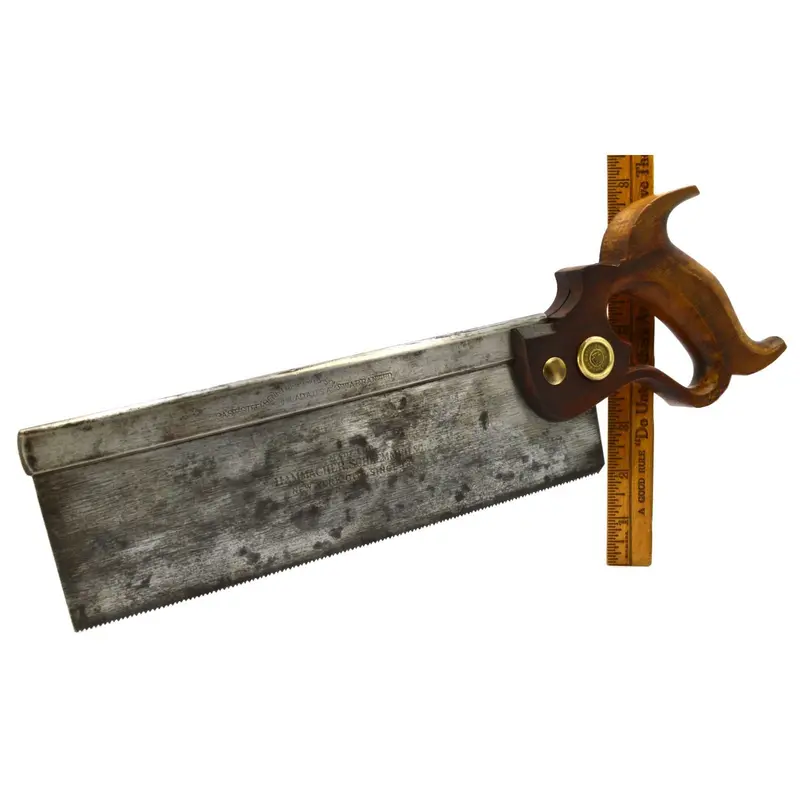Antique Disston 10-Inch Back Saw – Made for Hammacher Schlemmer, Tenon Cut, 14 TPI, c.1896
