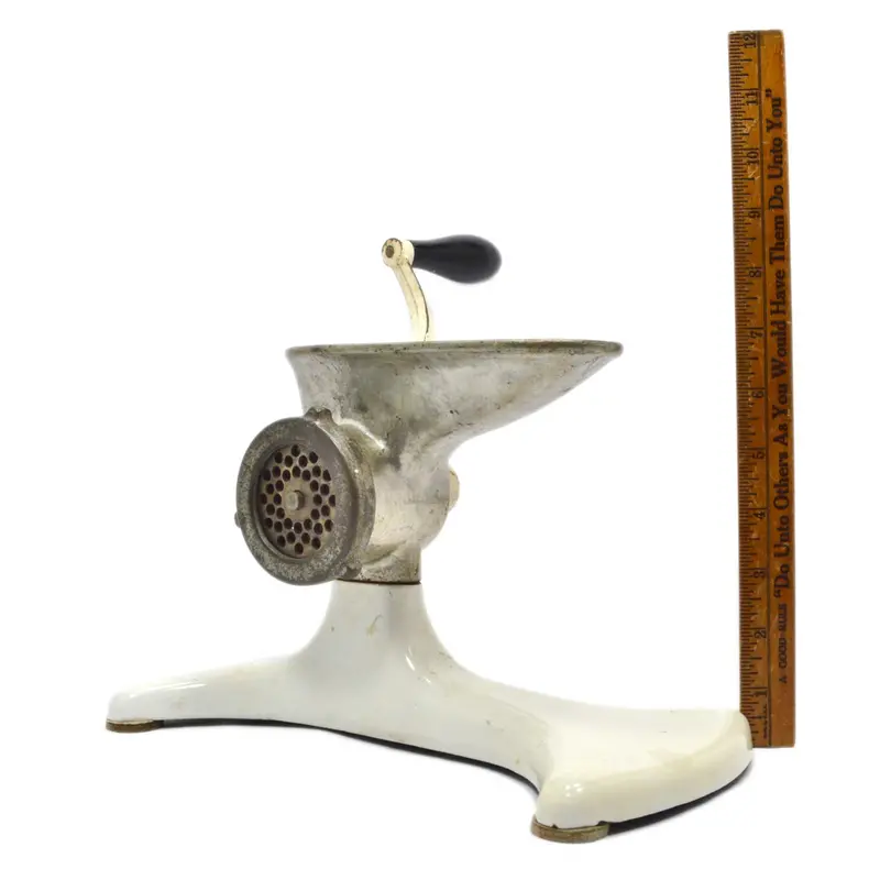 Antique Enterprise Meat or Fruit Grinder – White Porcelain Base, Marked Part K-2694