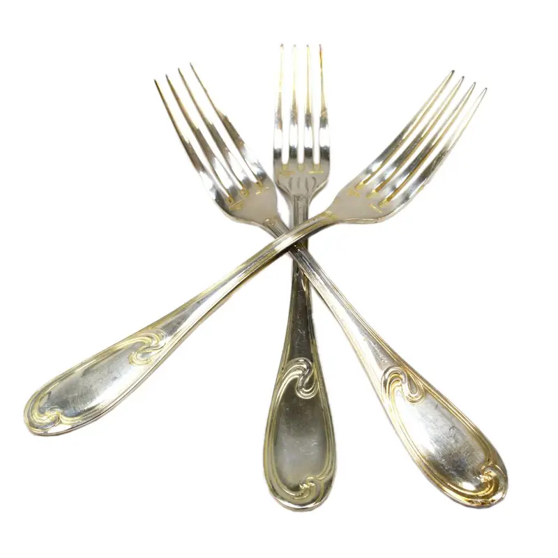 Antique Ercuis Wavy-Line Luncheon Forks — Set of 3