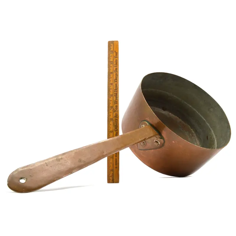 Antique French-Style All-Copper Tinned Pot – 10-Liter (2.6-Gallon) Kettle, 11.5-Inch Diameter