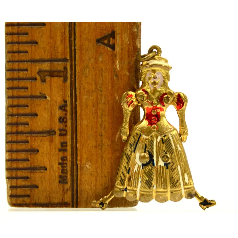 Antique Mother-and-Child Charm — Victorian Gold-Gilded Articulated Bracelet Piece