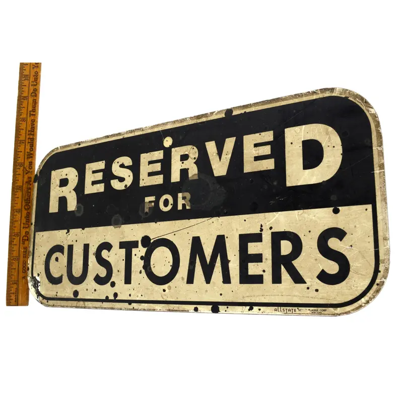 Antique ‘Reserved for Customers’ Parking Sign – Allstate Signal Plaque Corp.