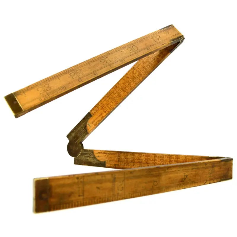 Antique Stanley No. 81 Folding Carpenter’s Board Scale — 24-Inch Wooden Ruler with Rare Patina