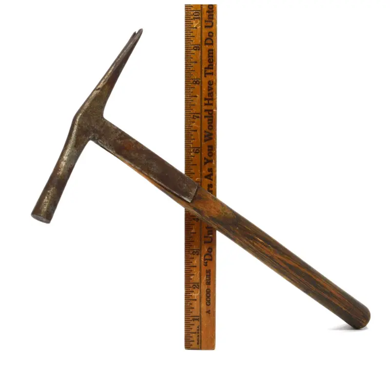 Antique Upholsterers’ Carpet Hammer – Claw-Peen Tack Hammer with Strapped Wooden Handle