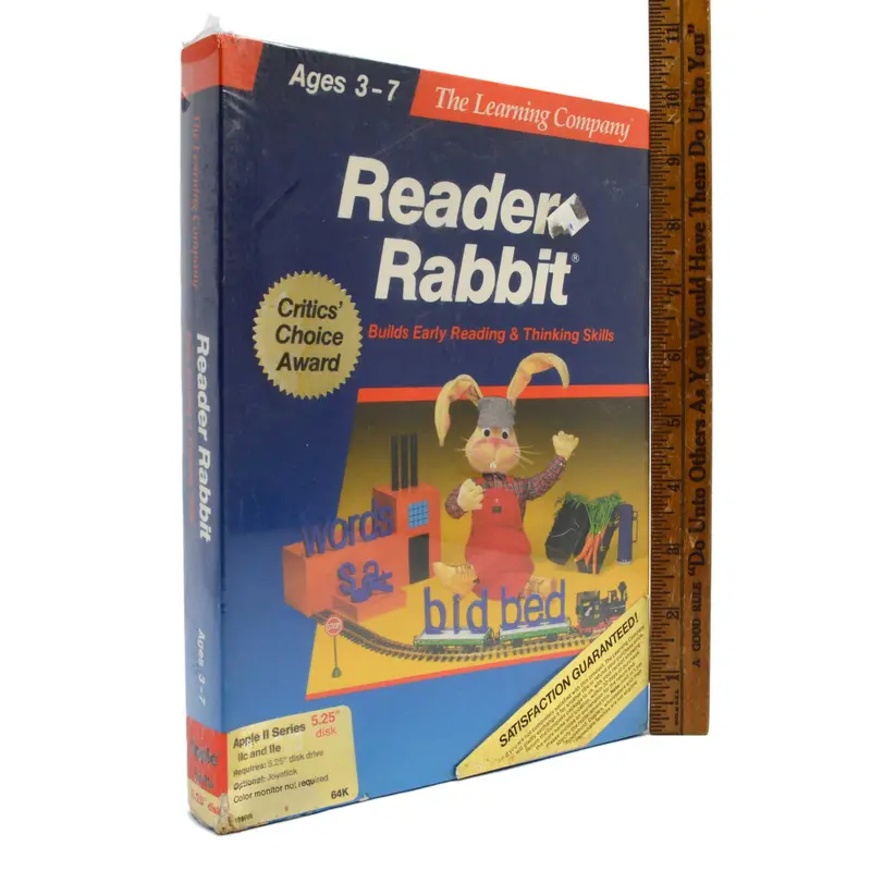 Apple II Reader Rabbit Educational Game – Sealed 5.25″ Disk for Ages 3–7, Brand New in Wrapper