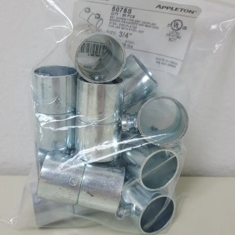 Appleton 5075S 3/4″ Set-Screw EMT Steel Electrical Couplings (10-Pack)