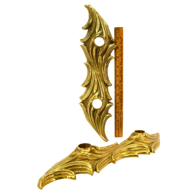 Art Nouveau Brass Door Backplates — Pair of Repurposable Vintage Hardware Accents