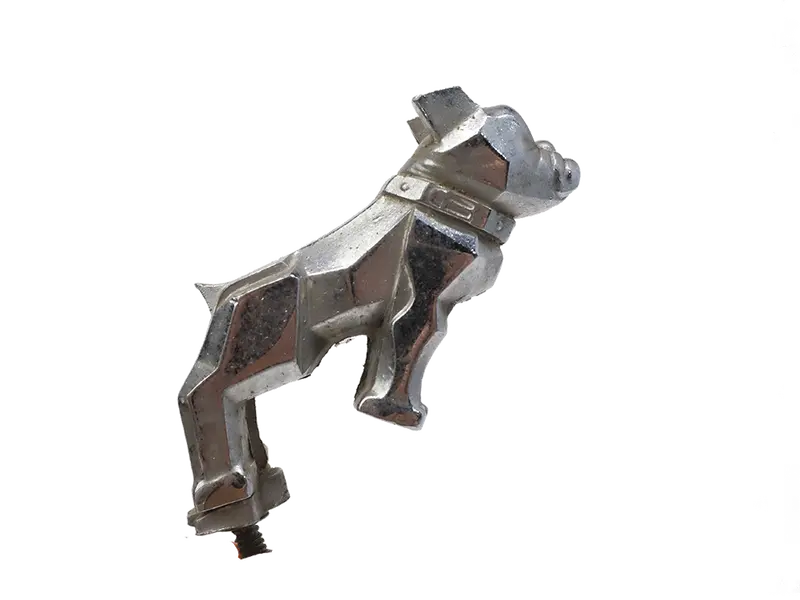 Authentic Chrome Mack Trucks Bulldog Hood Emblem – Vintage Die-Cast Badge (Design Patent #87931)