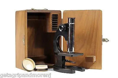 Bausch & Lomb Model R Compound Microscope – Includes Slide Set and Original Wooden Case