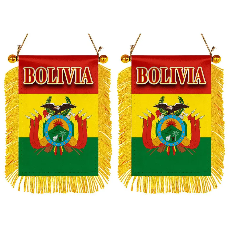Bolivia Mini Flag for Rearview Mirror Mount – 2-Count Vibrant Vehicle Flag