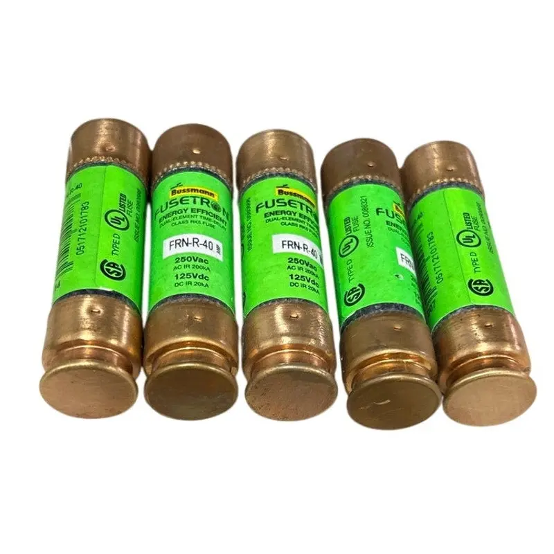 Bussmann FRN-R 40A 250V AC Cylindrical Fuses – Lot of 5, New in Box