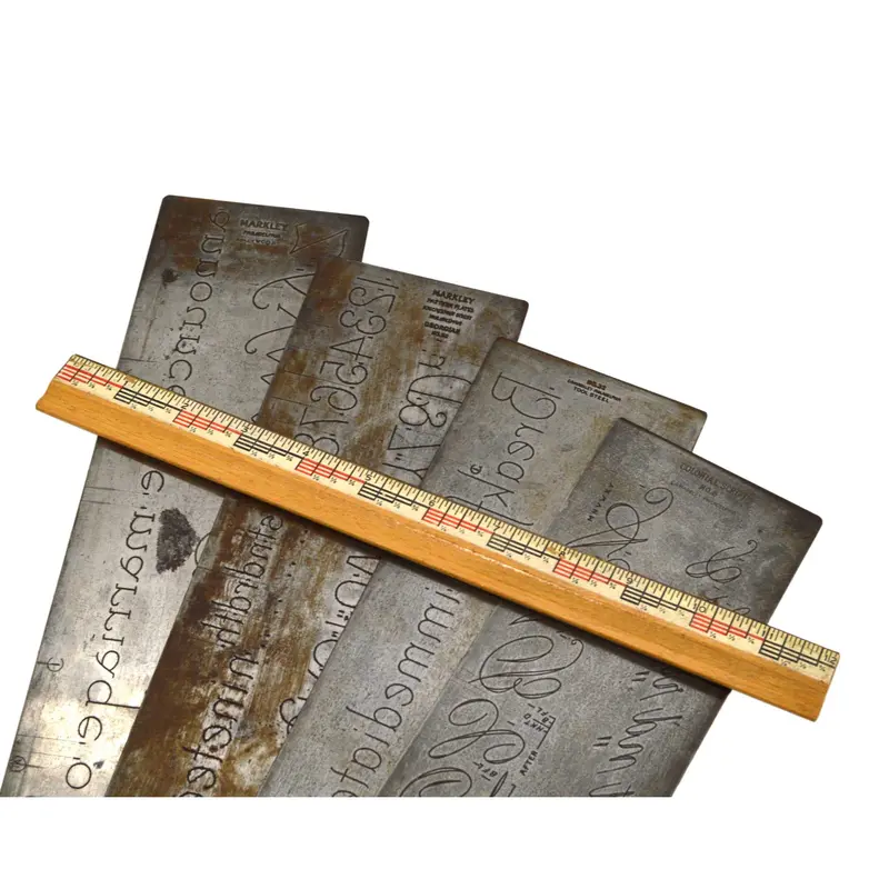 C.A. Markley Engraving Font Plate Collection – 4 Vintage Pantograph-Compatible Plates