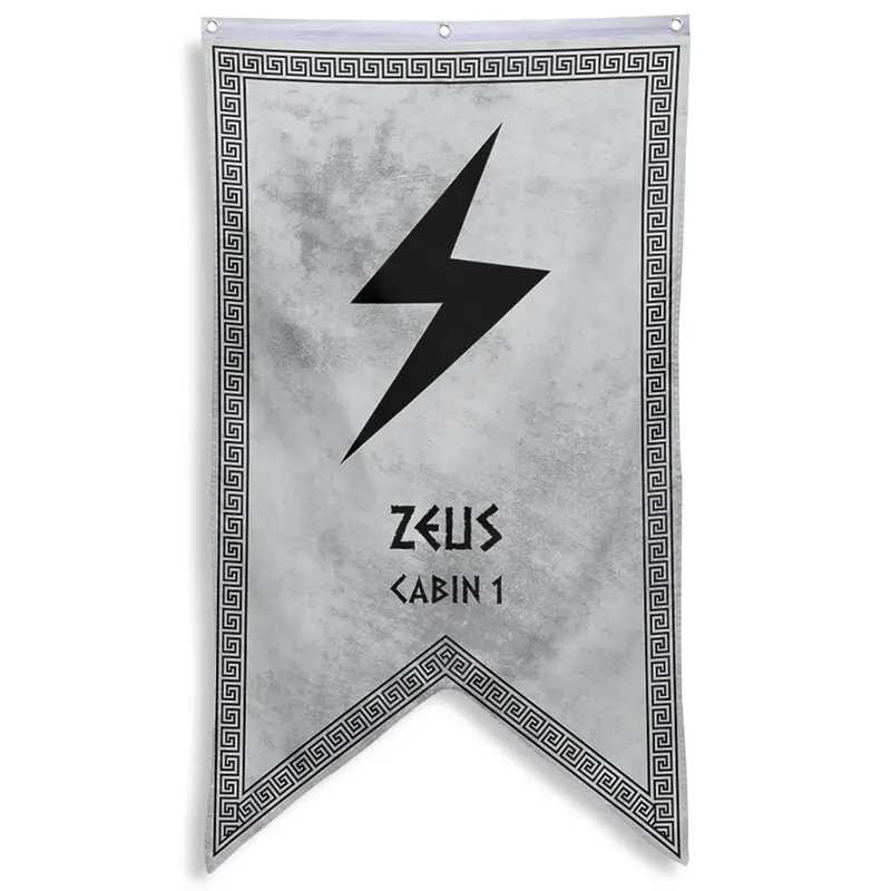 Camp Half-Blood Cabin 1 Zeus Pennant Flag – Supreme God Themed Banner
