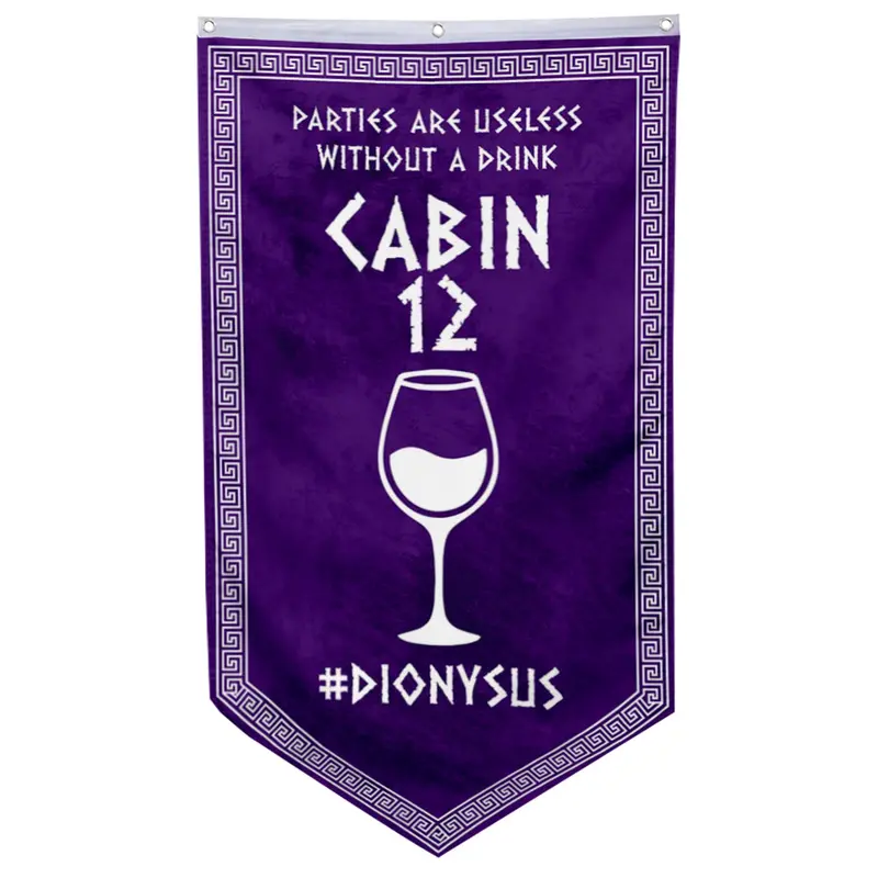 Camp Half-Blood Cabin 12 Dionysus Pennant Flag – Greek Mythology Banner