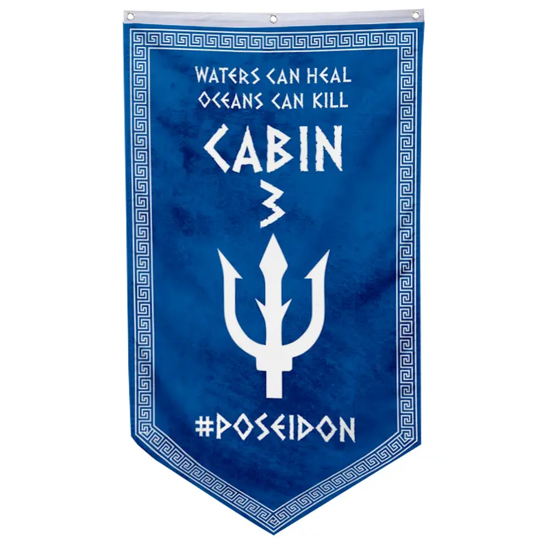 Camp Half-Blood Cabin 3 Poseidon Pennant Flag – Sea God Themed Banner