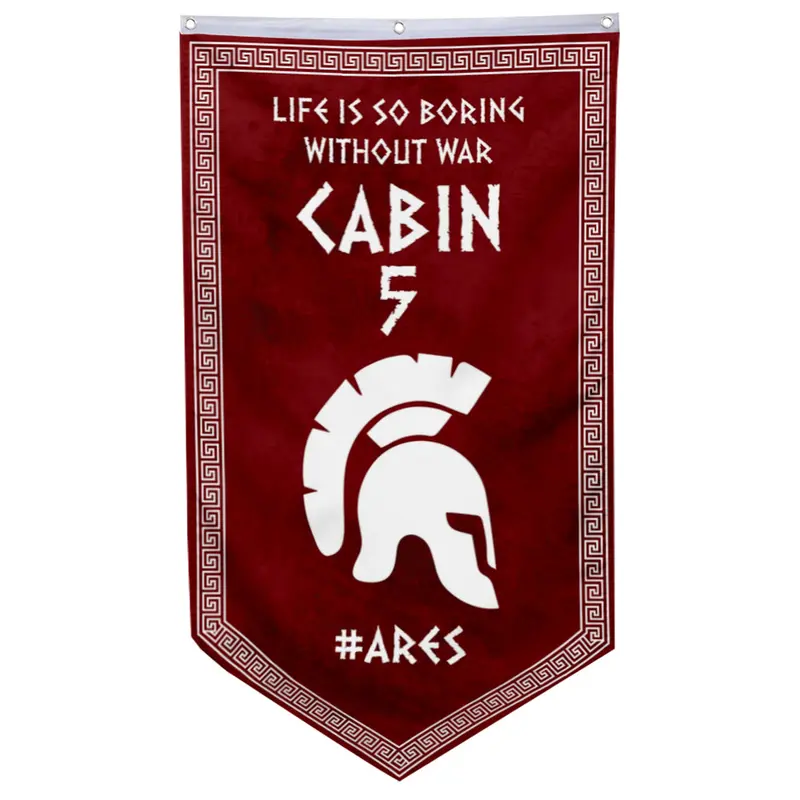 Camp Half-Blood Cabin 5 Ares Pennant Flag – War God Inspired Banner