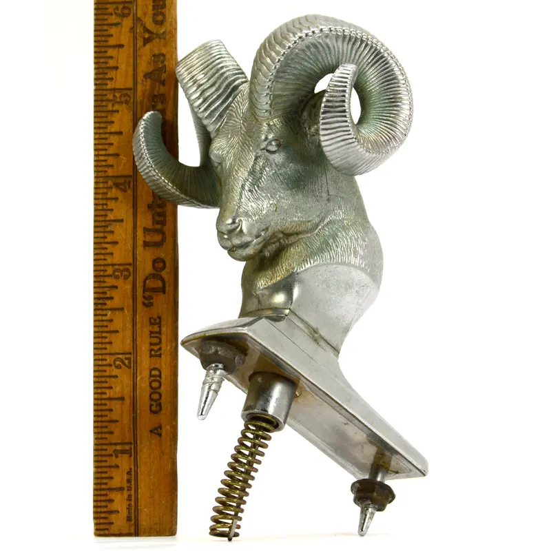 Chrome-Aluminum Dodge Ram Hood Ornament – Vintage Truck Finial with Display Base