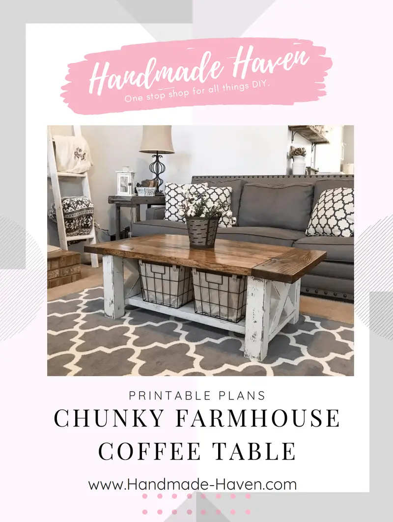 Chunky Solid-Wood Farmhouse Coffee Table – Printable Plans