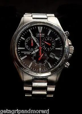 Citizen Eco-Drive Men’s Black-Dial Chronograph Watch with Silver Accents – GN-4-S H500-S049351