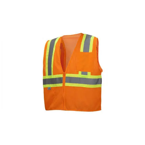 Class 2 High-Contrast Safety Vest — Orange, Large Size