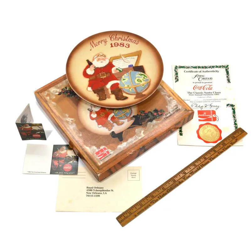 Coca-Cola Merry Christmas 1983 Collector Plate – K21222, First Annual Edition, Sealed Box