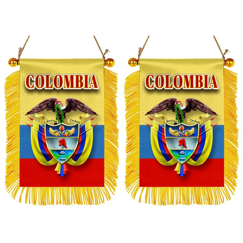 Colombia Mini Flag for Car Mirror Mount – 2-Piece Patriotic Banner Set