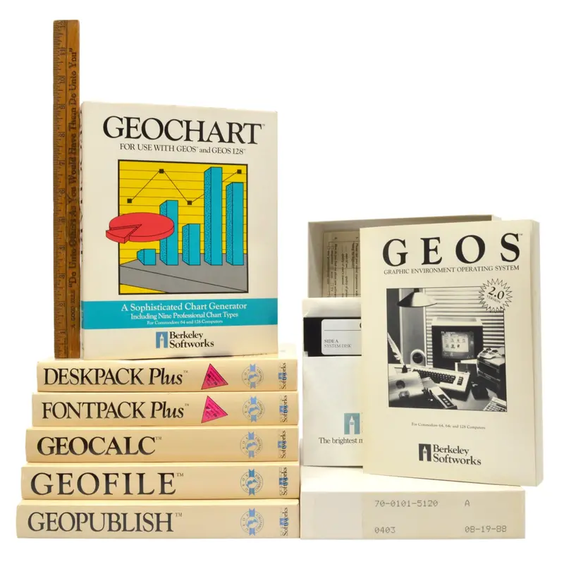 Commodore 64/128 GEOS Software Bundle – Set of 7 Sealed Utilities Including GeoCalc
