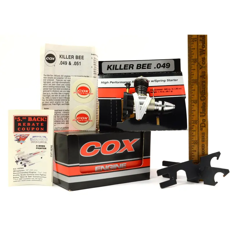 Cox Killer Bee .049 Model Airplane Engine – Silver Spring Starter #340, Factory Fresh