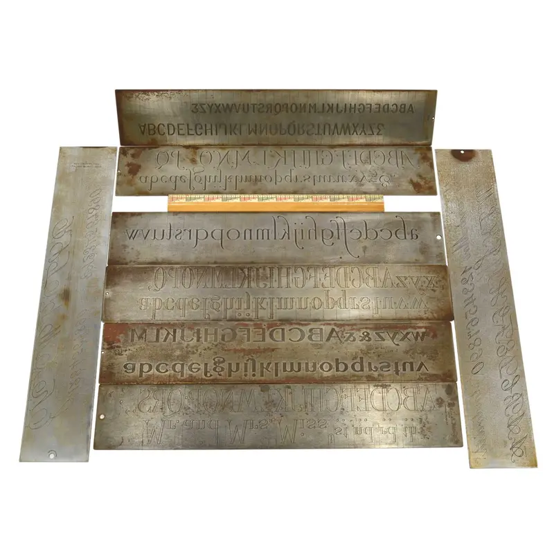 Cronite Engraving Plate Assortment – 8 Vintage Industrial-Grade Font Templates