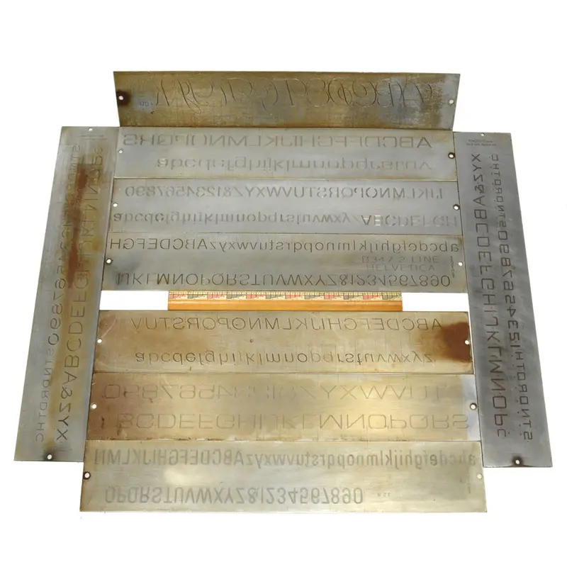 Cronite Engraving Plate Set – 9 Antique Brass or Steel Font Plates for Engraving Equipment