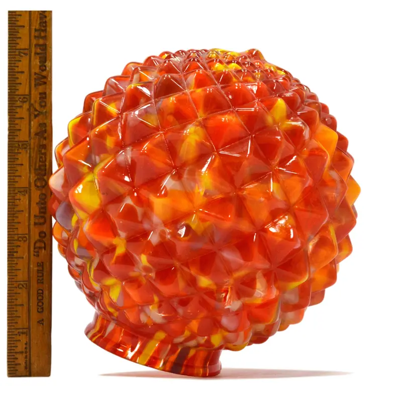Czech Hobnail Glass Lamp Shade – Multicolored End-of-Day Art Deco Globe, 6.5 Inches