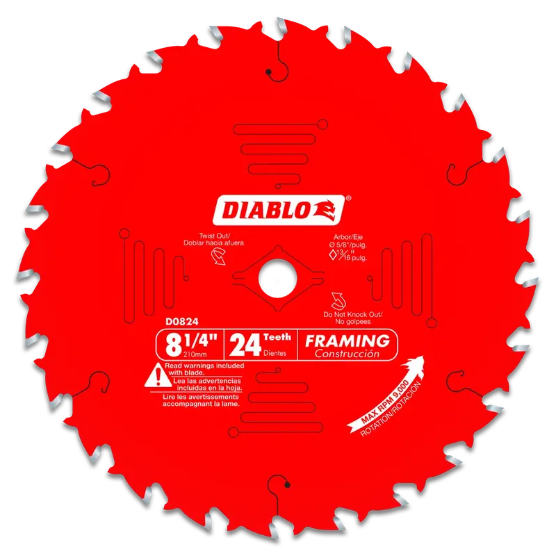 Diablo Framing Saw Blade – 8-1/4 in., 24-Tooth Carbide-Tipped