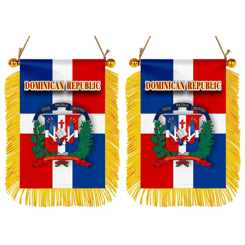 Dominican Republic Mini Flag for Auto Rearview Mirror – 2-Pack Stylish Flags