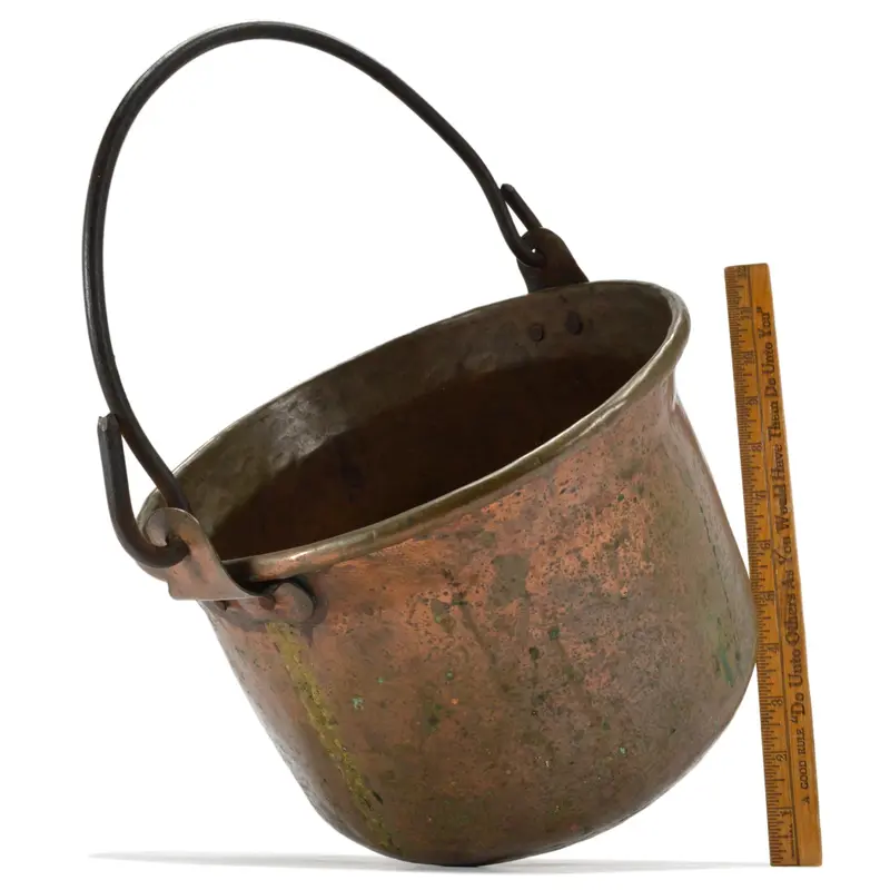 Dovetailed Antique Copper Bucket/Kettle – Iron-Handled, 8-Liter (2-Gallon) Capacity