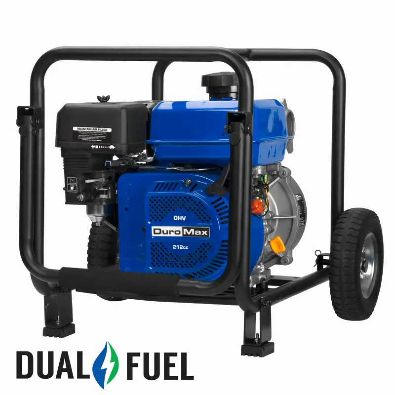 DuroMax XP652WX Portable Dual-Fuel Water Pump – 158 GPM, 2-Inch Discharge