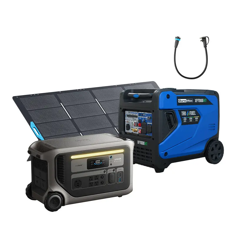 DuroMax XP7000iHT + Anker SOLIX F3000 Bundle – Includes PS400 Power Station & 120V Generator Adapter