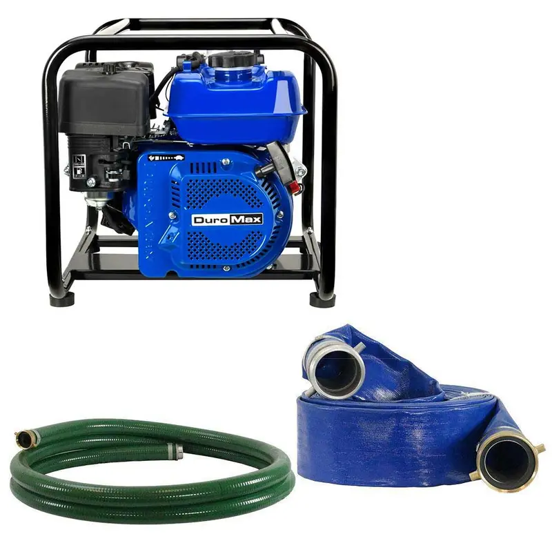 DuroMax XP702HP-SHK 208cc 2-Inch Gas Water Pump Kit – 70 GPM with Starter Hose