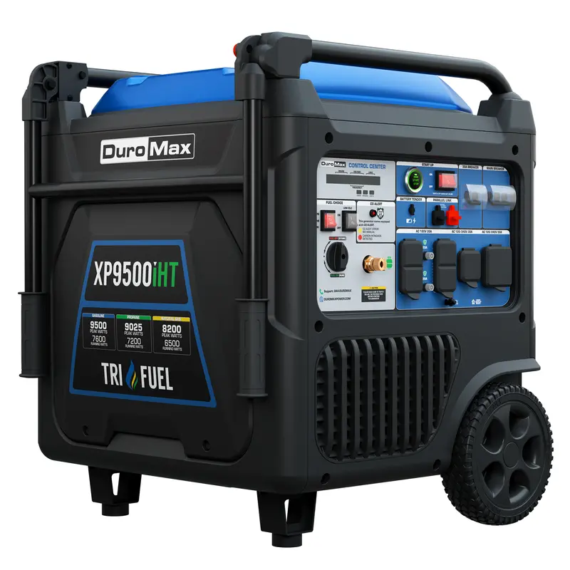 DuroMax XP9500iHT 9,500-Watt Tri-Fuel Inverter Generator – Ultra-Quiet Operation, Low THD, Fuel-Flexible & Portable