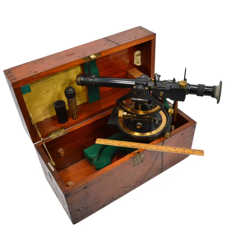 Early 20th-Century E.R. Watts & Son Director No. 5 Transit Theodolite – Circa 1917, Dovetail Box Included