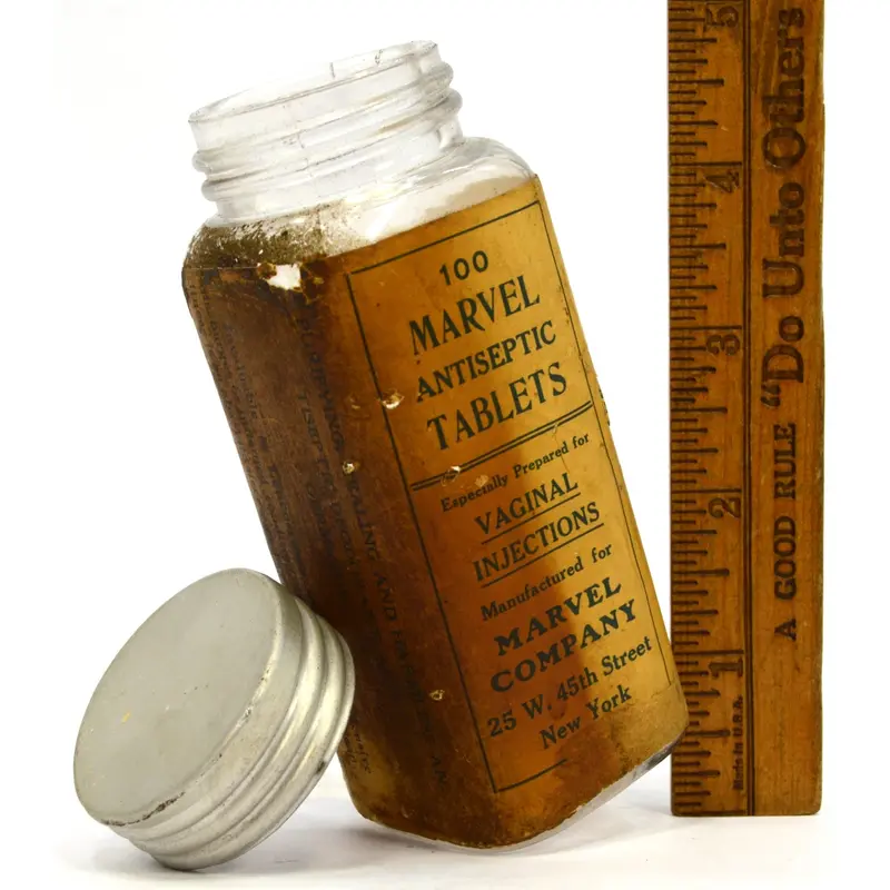 Early 20th-Century Marvel Co. Quack Medicine Bottle with Original Paper Label for Vaginal Douches