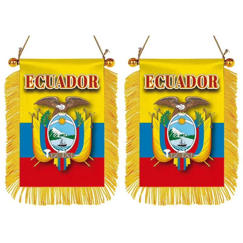 Ecuador Mini Flag for Car Mirror – 2-Unit Patriotic Mirror Banner Set