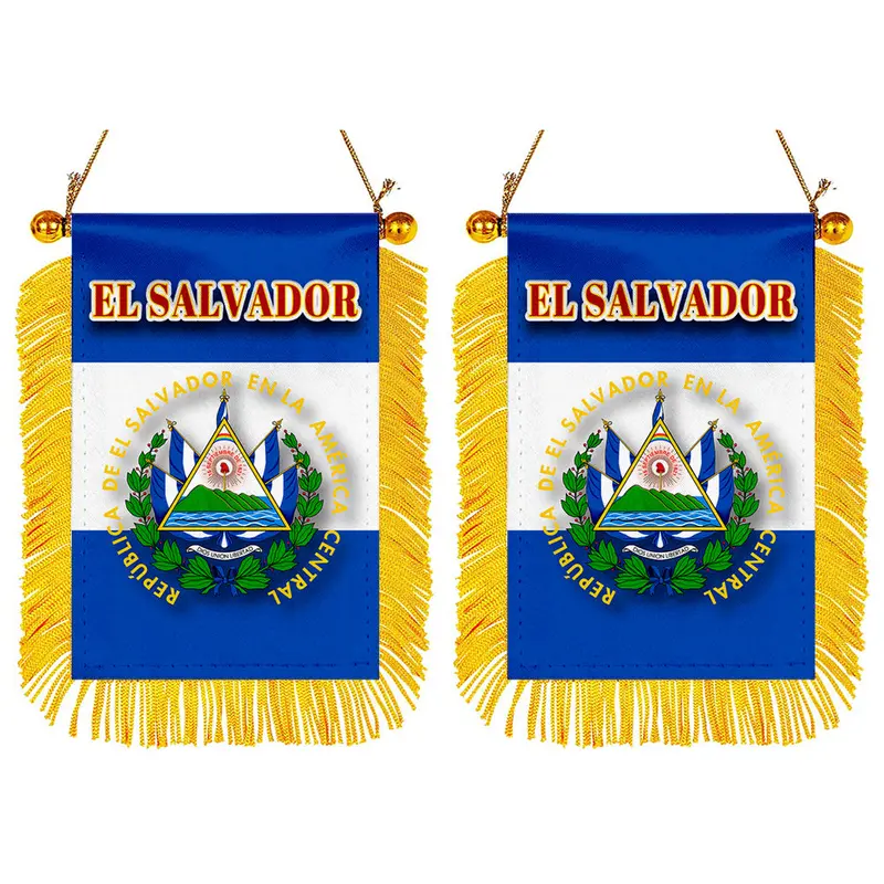 El Salvador Mini Flag for Car Mirror Mount – 2-Pack Vibrant Decorative Flags