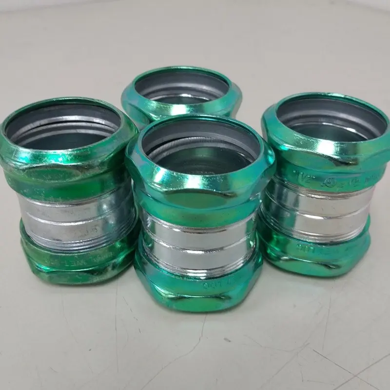 EMT Watertight Compression Coupler – 1.5″ Diameter, Metal Construction, 4-Pack