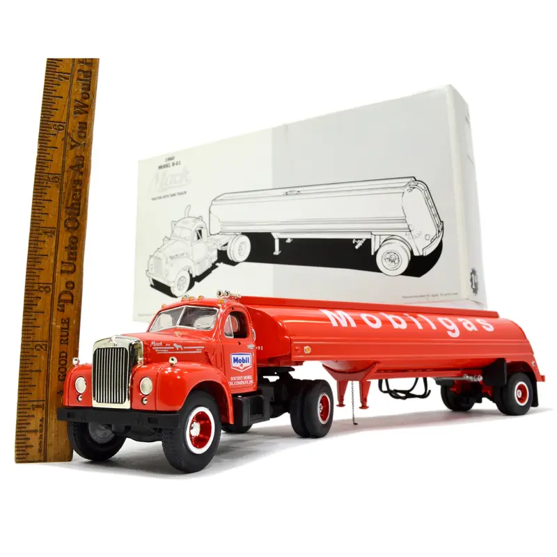 First Gear 1:34 Mack B-61 Tractor with Tank Trailer – Mobil Brand Diecast