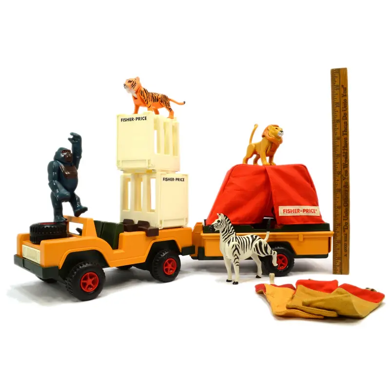 Fisher-Price Adventure People Safari Set — Partial #304 Kit Featuring Jeep, Camper & Animals